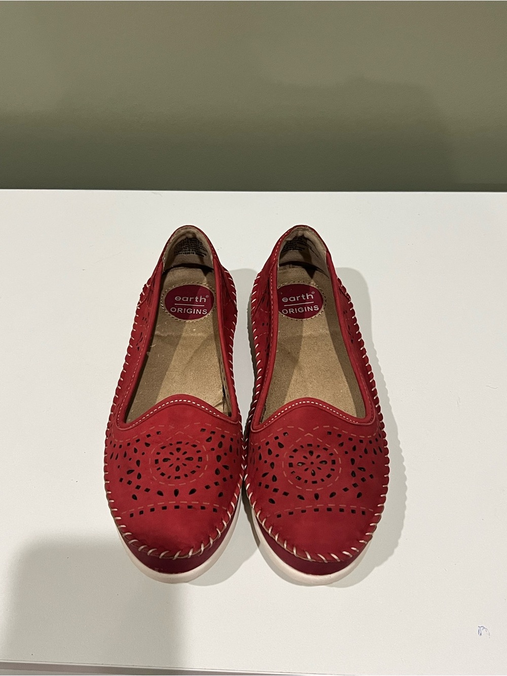 Earth Red Laser-Cut Slip-On Loafers - Picture 2 of 9